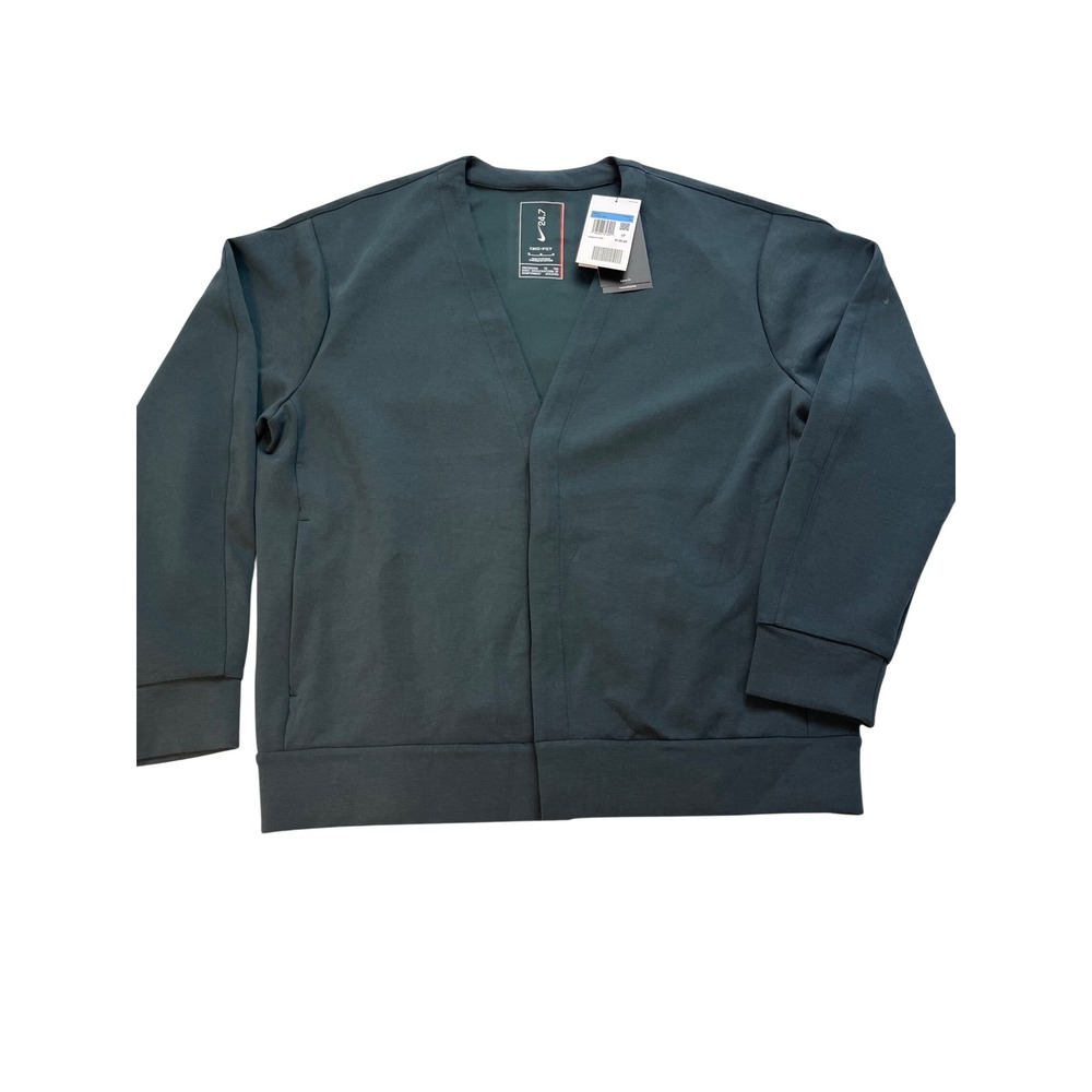 Nike 24.7 Dri-FIT Training Cardigan Mens Medium Green HQ6948-390 Snap Jacket